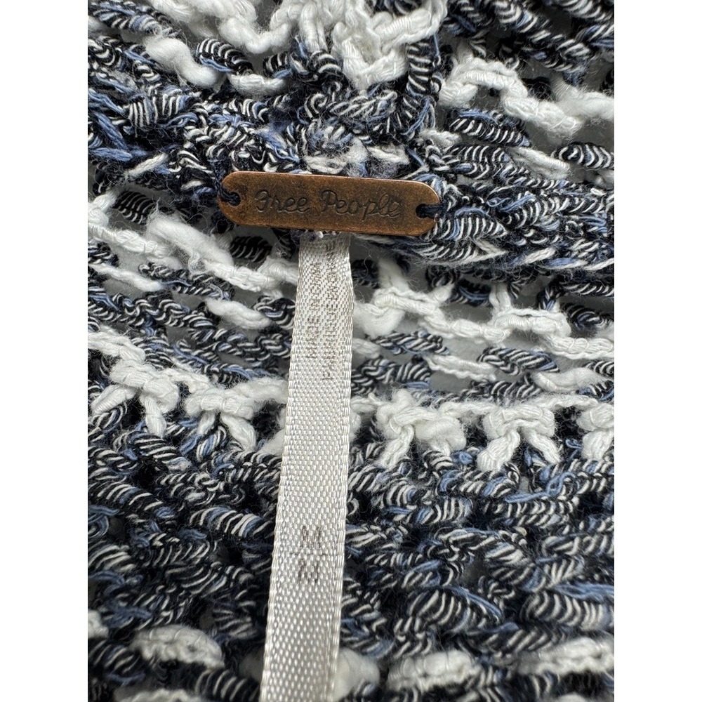 Free People Sweater Vest Womens Medium Grey Striped Fringe Cowl Neck Sleeveless - Picture 2 of 6